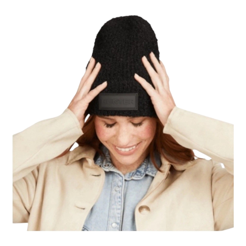 Hunter NWT Tonal Patch Beanie Black Retail $58